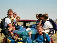 USA ID Caldwell 2002JUL21 FITZY SkydiveIdaho 013  Douggs, Brian, Claire, Cory, Claire, Chuck, Elvis, Coy and Dave were on the jump with me as well as Sipper who is in front of the ute. : 2002, Americas, Caldwell, Idaho, July, North America, Skydive Idaho, Skydiving, USA